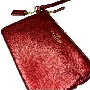 Coach red leather clutch, wristlet NWOT